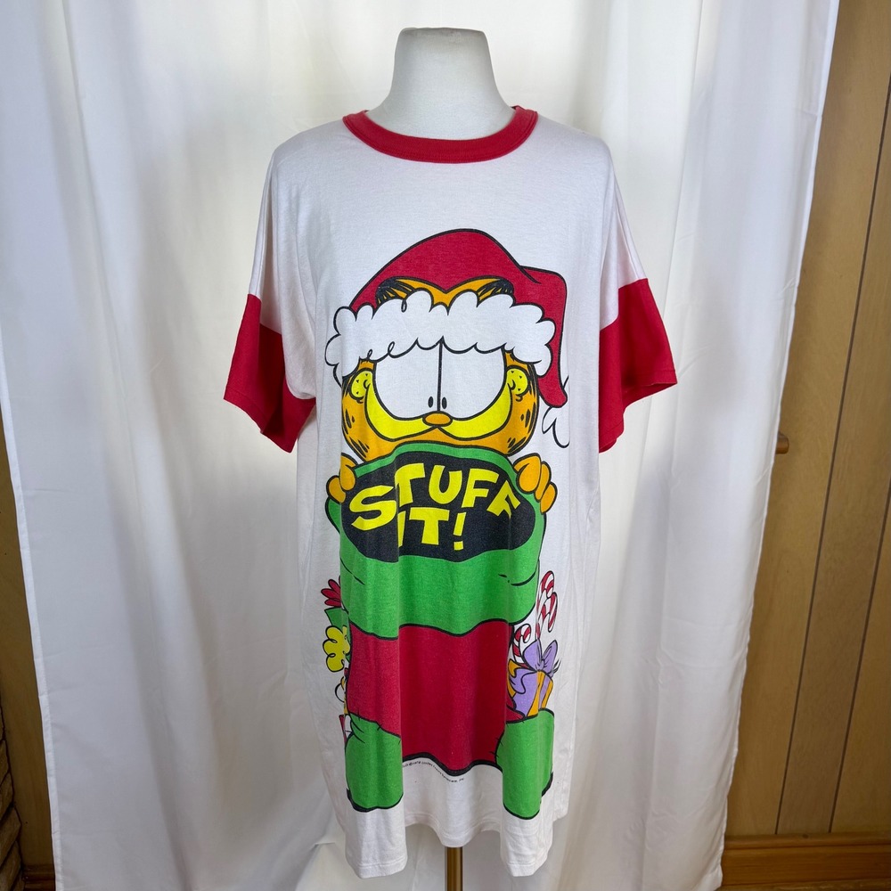 Vintage Flirts Garfield Sleep Shirt One Size Cartoon Animated 70's Stuff It